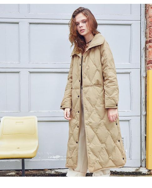 

popular women's winter 2018 new warm pressing line and long down jacket coat 902011, Black