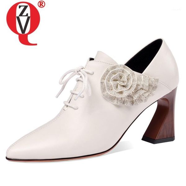 

zvq spring new fashion women pumps outside high heels pointed toe flowers genuine leather women shoes drop shipping size 33-411, Black