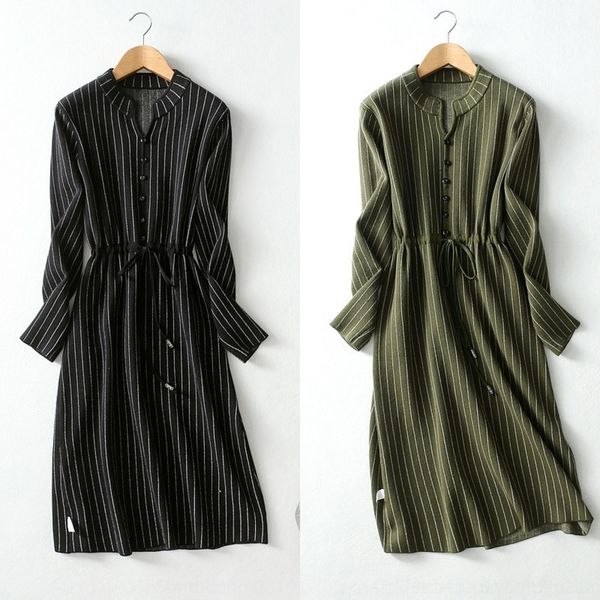 

qeg59 элегантный женственный полосатые шерсти трикотажное платье dresslong юбка зима осень и платье новый темперамент a-линии талии шнурок д, Black;gray