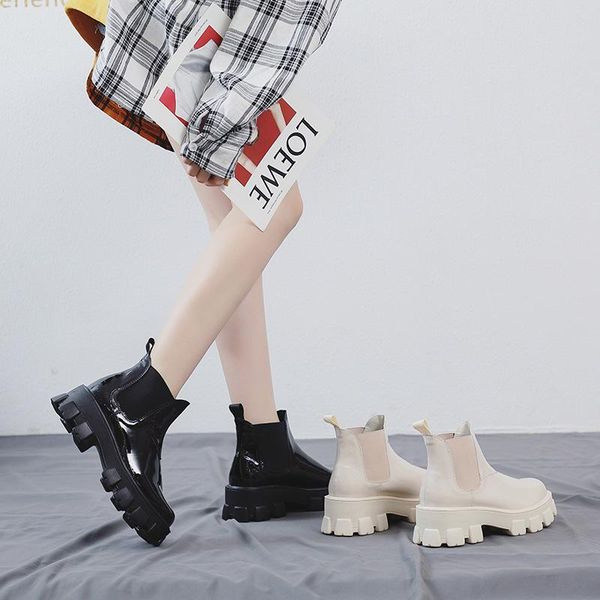 

boots fall 2021 british style thick bottom short tube ins fashion motorcycle muffin chelsey children, Black