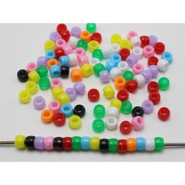 

1000 mixed color acrylic tiny barrel beads 6x4mm for kids kandi craft y200730