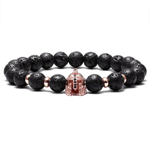 

beaded, strands jaafar knight roman spartan warrior gladiator helmet bracelet men's natural stone beads yoga elastic as944, Black