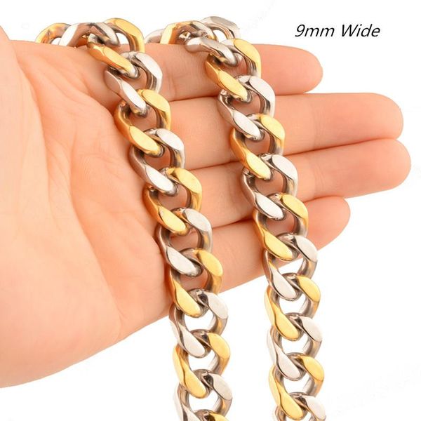 

11mm 316l stainless steel jewelry fashion curb cuban link chain necklace 7-40inch, Silver