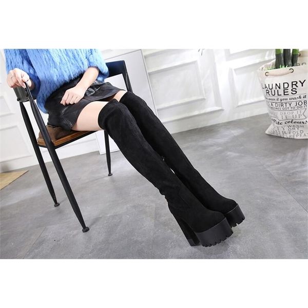 

2020 and winter new thin knees women's children high-heeled boots uk7r, Black