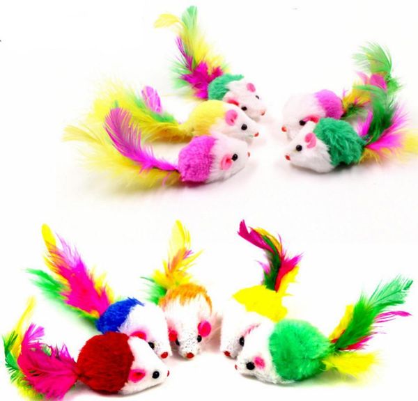 

false cats toy plush funny catch feather mouse teaser toys kitten mouse cat simulation toy tail scratch colorful bite resistant sqcxn