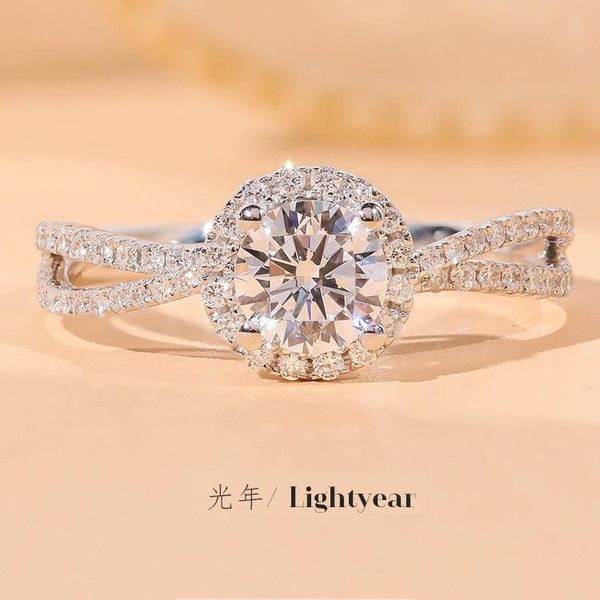 

wedding rings s925 pure silver d color mozambique diamond ring, super-shining light-year girl ring, Slivery;golden