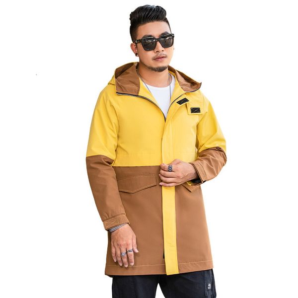 

new autumn windbreaker mid long korean ins cool over the knee cape coat men's loose 7775, Tan;black