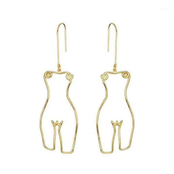 

original artsy female body outline dangle earrings for women 2020 human body silhouette drop earrings jewelry statement1, Silver