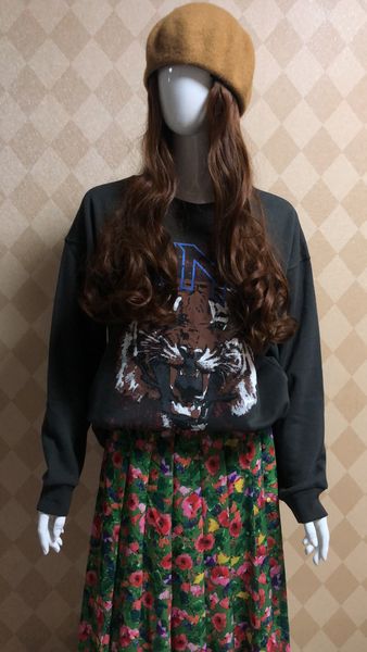 

women's hoodie round neck pullover sweatshirt tiger head printed long-sleeved sweatshirt y1106, Black