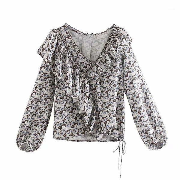 

nn45-1499 european and american fashion printed ruffle, White
