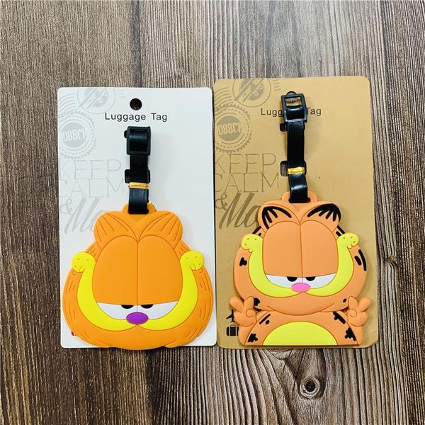 

garfield pvc keychain luggage tag man key chain women key holder cute couples keyring boarding pass ring wedding porte clef, Silver