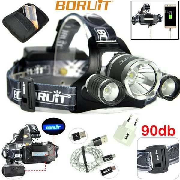 

boruit b21 led headlamp rechargeable led head lamp1000 lumen cree xml2+2xxpe camping cycling headlamp light 186501