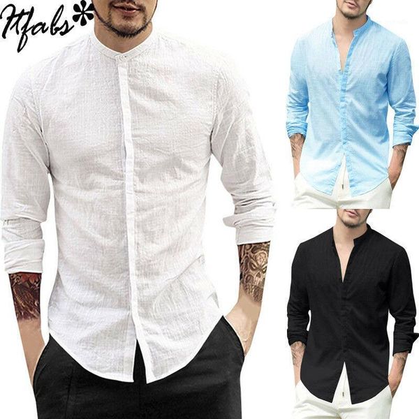 

fashion casual men basic long sleeve shirts summer cotton linen v-neck shirts muscle tee black blue gray white1, White;black
