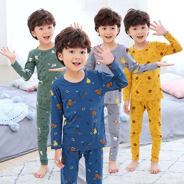 

winter 2020 cartoon underwear autumn set lycra elastic cotton household cloth boys' girls' middle and big children's, Blue;red