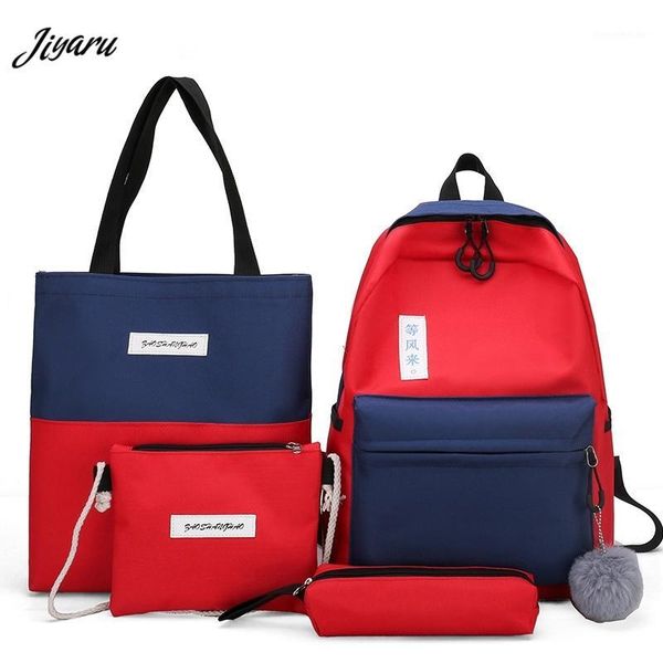 

school bags 2021 4pcs girls backpacks high fashion teenagers casual students travel1