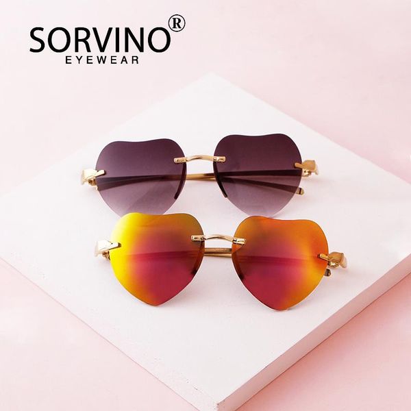 

sunglasses sorvino frameless heart shaped women fashion luxury designer sun glasses outdoor eyewear a003, White;black
