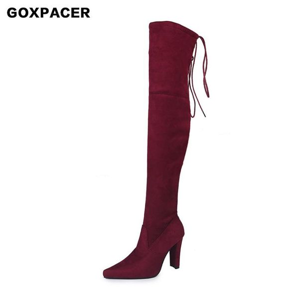 

goxpacer 2020 casual shoes fashion high heel cusp crossover strap winter high heels thicken the fluff wedge ing, Black