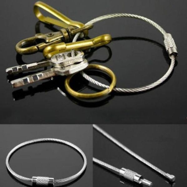 

10pcs edc multi-quality wire rope key chain stainless steel wire keychain carabiner cable key ring outdoor hiking drop qylrys