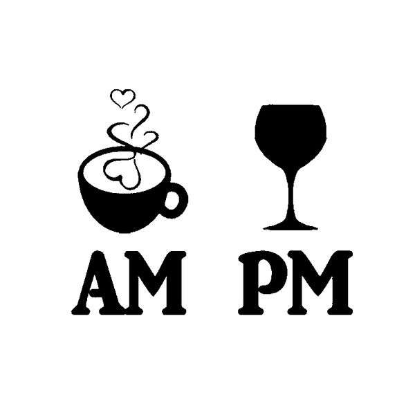 

13.2cm*10.5cm cheerful am coffee pm wine vinyl car sticker decal for car-styling c15-3252