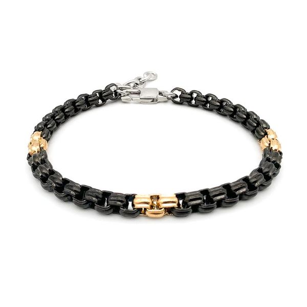 

beaded, strands runda fashion black gold stainless steel popcorn bracelet men's gift