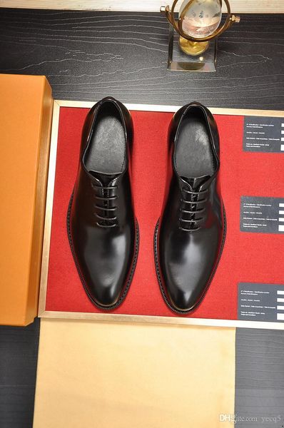 

21ss new men dress shoes designeer business office lace-up loafers casual driving shoes luxury men's flat party leather shoes 3 color, Black