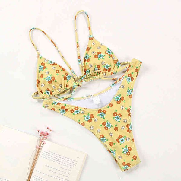 

bikini string batsuit women flower print bikini set, Black;white