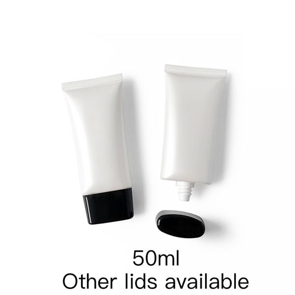 İnci Beyaz Konteyner 50g Düz Stil Yumuşak Plastik Şişe Ücretsiz Kargo Packaging Kozmetik Tüp Makyaj Krem Travel boşaltın 50ml
