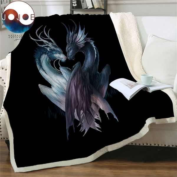 Yin e Yang Dragões Preto por JoJoesArt Cobertor de Pelúcia de Veludo na cama 3D Impresso Lançamento Cobertor Animal Bedding Cobertor 201222