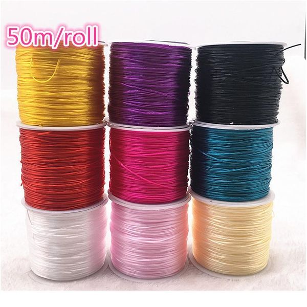 

50m/roll rose red flexible elastic crystal line rope cord for jewelry making beading bracelet wire fishing thread qylptt