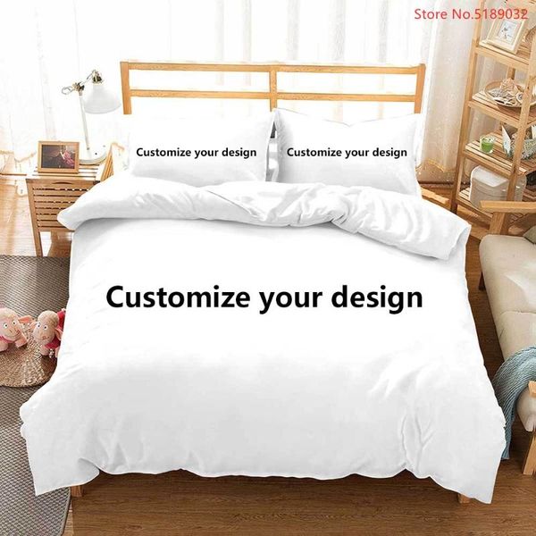 

custom image bedding set with pillowcase 2/3 piece luxury 3d print logo twin full  king size duvet cover dropshipping
