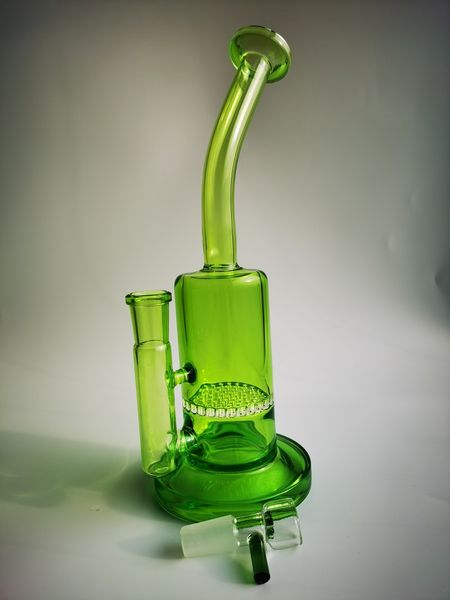 Vintage 10inch favo de mel green vidro green bong água fumar tubulação cachimbo de cachorro papai equipamento de quartzo banger popular mini copo