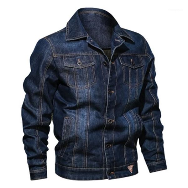 

denim jacket fashion new oversized multi-pocket lapel long sleeve outerwear designer male casual button denim coats man, Black