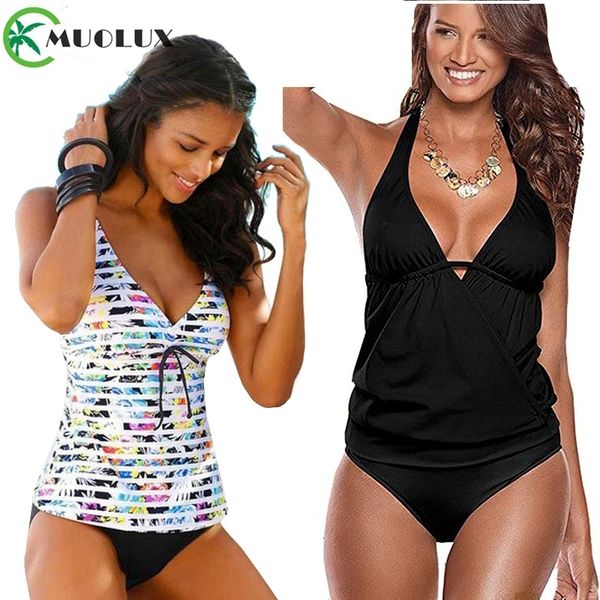 

tankini swimsuits women 2020 gradient plus size swimsuit female vintage sporty two piece suits beachwear maillot de bain s-xxxl t200708, White;black