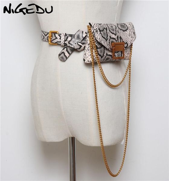 

ladies waist pack fashion serpentine messenger bags mini women fanny pack chain crossbody bag for girls phone pu leather wallet