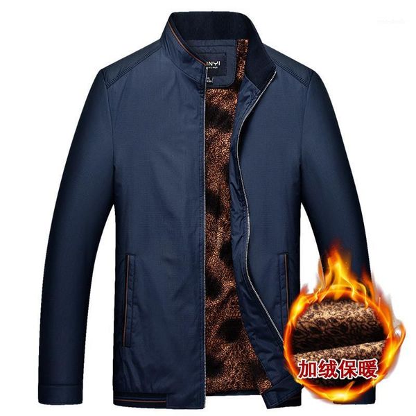 

men's jacket/2018 spring and autumn fashion city casual large size stand collar and velvet thicken warm simple coat1, Black;brown