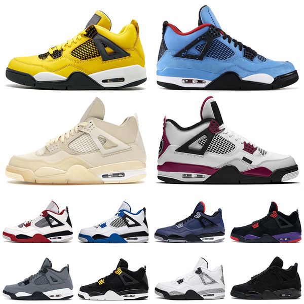 

2021 new arrival basketball jumpman shoes 4 4s sail cactus jack retro cool grey mens womens motorsport off trainers sneakers size 13, White;red