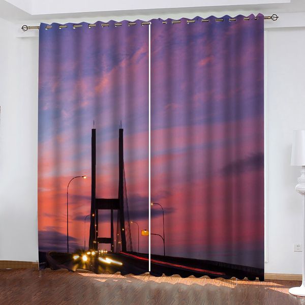 

пользовательских шторы закат декорации моста 3d blackout шторы для гостиной постельные принадлежности шторы cotinas пункт сала