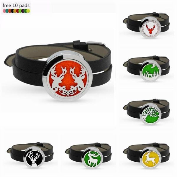 

happy christmas 316l stainless steel + pu leather bracelet 30mm aroma essential oil diffuser bracelet bangle1, Golden;silver