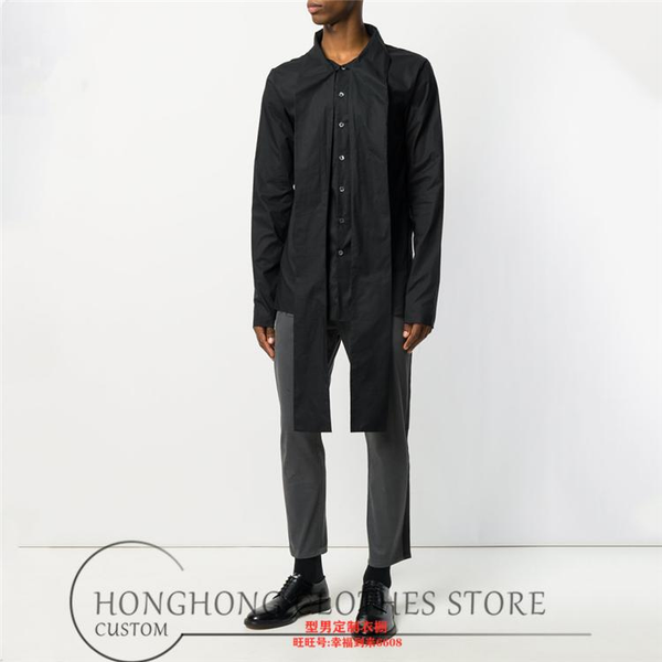 

custom new style loose fashion men's shirts personality youth coat long shirt -6xl1, White;black