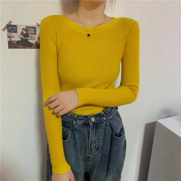 

aossviao 2020 вязаная женщины o шеи свитер пуловеры весна осень основные женщины свитера пуловеры slim fit черный дешевые топ sqcfiy pp2006, White;black