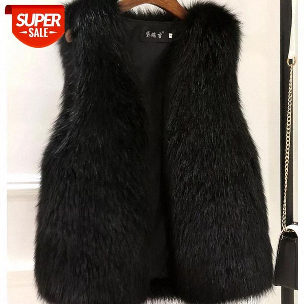 

autumn winter faux fur coat women thick warm fur elegant sleeveless long vest woman casual slim luxury thick warm jacket #hr6v, Black;brown