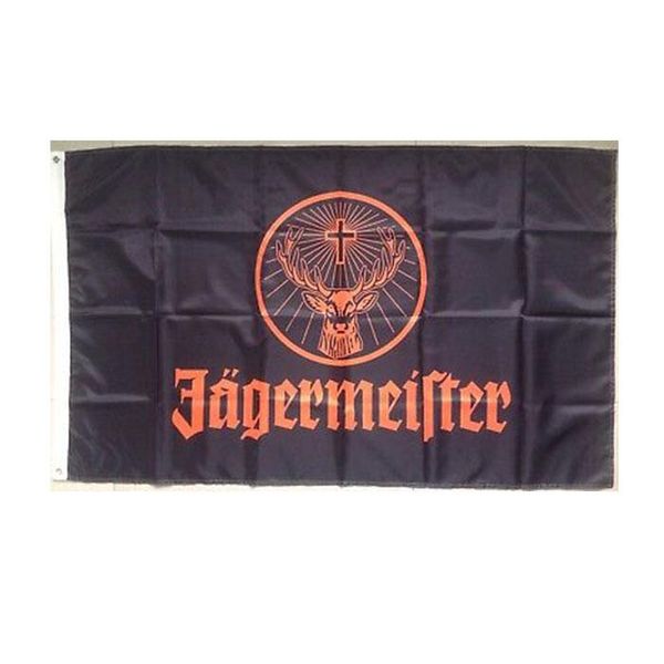 Jagermeister Flag Высокое Качество 3x5 Ft Banner Banner 90x150см Фестиваль Партия Подарок 100D Полиэстер Внутренний Открытый Наружные Флаги и Баннеры