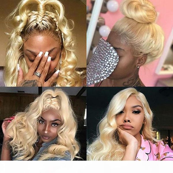 

blonde 613 color brazilian human hair full lace wigs 8-20inch body wave hair lace front wig 130% 150% density with baby hair, Black;brown