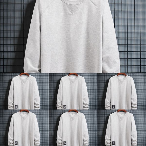 

7a1ot collar autumn men's cotton sweater loose sweatshirtlarge 2020 casual wear sportswearsweatshirt round size sports shirt personaliz, Black