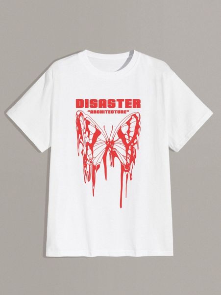 

romwe guys letter butterfly graphic tee y56q#, White;black