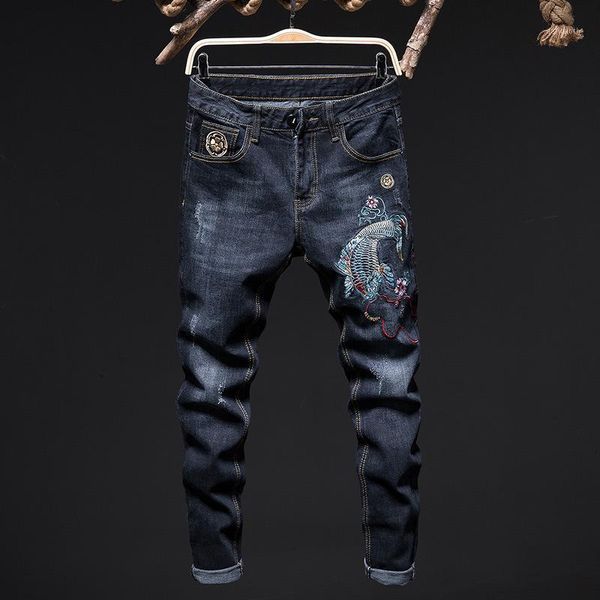 

men's classic cross pants straight leg regular fit stylish denim jeans1, Blue
