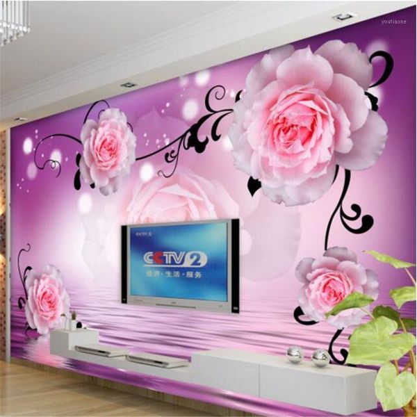 

custom p wallpaper 3d murals water rose house living room restaurant wall decorative painting papel de parede 3d wallpaper1