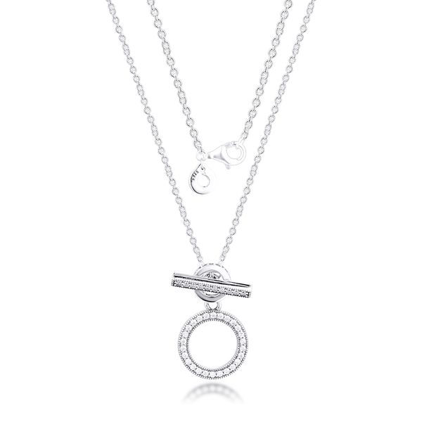 GPY Collane Doppio cerchio T-bar Collana in argento sterling 925 Gioielli Donna Collare Mujer Naszyjnik Colar Joyas de Plata Q0531