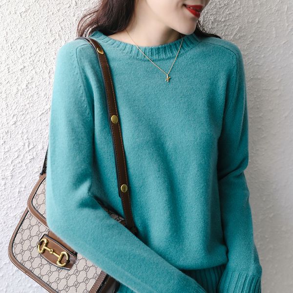 

2021 new thick warm sweaters 100% merino wool knitting jumpers 8colors oneck female pullovers winter thicker clothes p96c, White;black