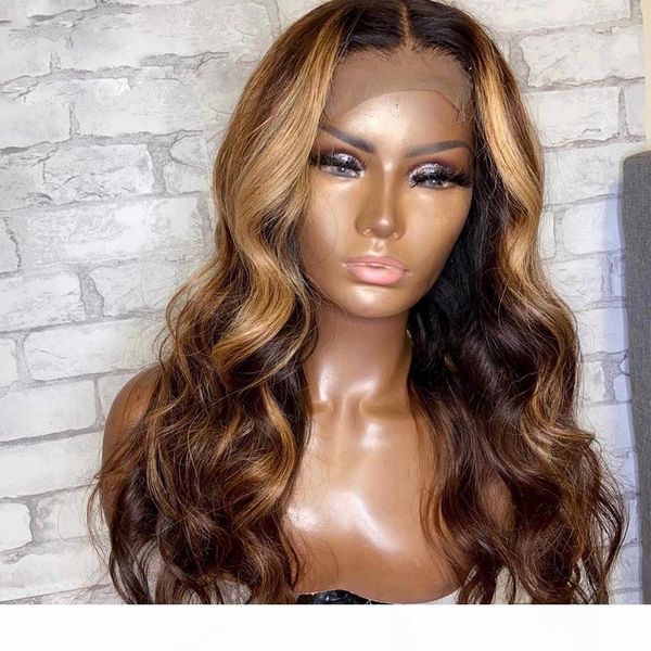 

indian hair u part wigs heighlight blonde water wave 13x4 6 lace part wig for black women with baby hair, Black;brown
